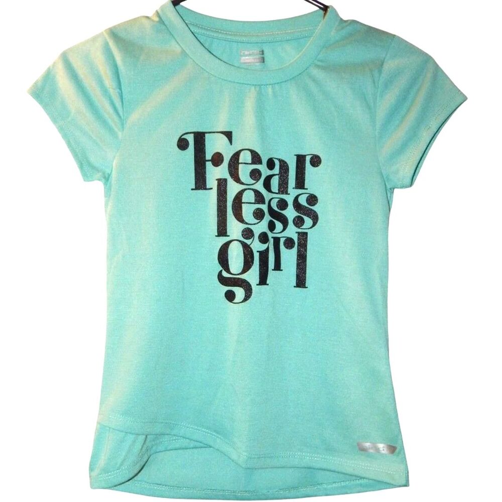 HIND girls 10/12 (runs small-fits like 7/8) teal black fearless girl graphic tee